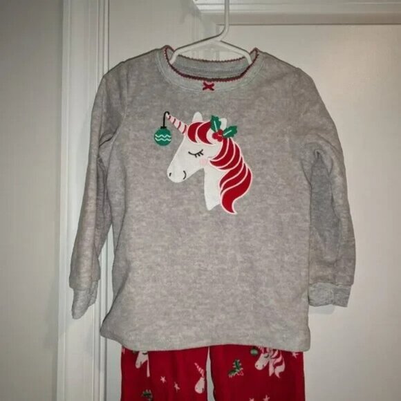 *3 FOR $9* Carter's 2 Piece Fleece Set Unicorn Christmas Cozy Pajamas PJs Pant 3 - Picture 2 of 3